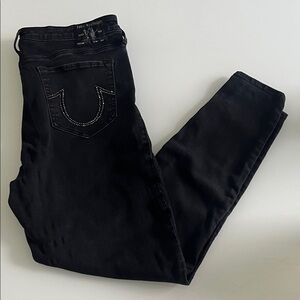 True Religion Women's Dark Black Skinny Jeans